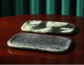 Large green marble shallow tray