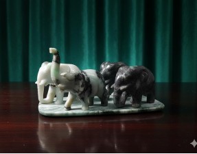 Hand-carved elephant figurines