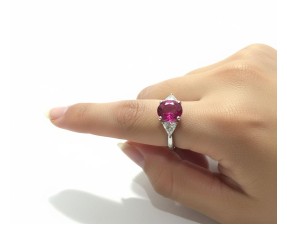 Vintage 2.18ct Pink Padparadscha Sapphire and Diamond 18kt Ring